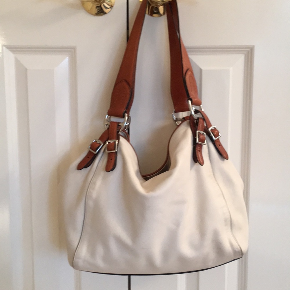 White and brown leather Polo Ralph Lauren bag